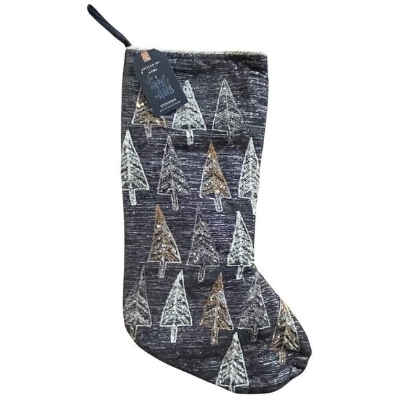 Artisan NY Metallic Blue Silver & Gold Holiday Christmas Tree Stocking NWT - Picture 2 of 6